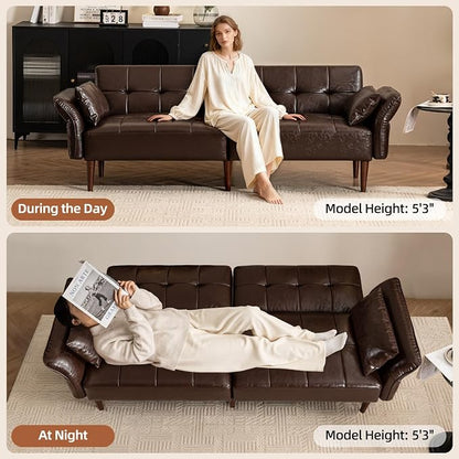 HALLYBEE 85” Futon Sofa Bed, Sleeper Sofa, Small Couch - Image 4