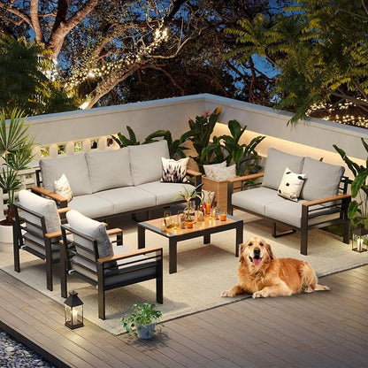 Aoxun Aluminum Patio Furniture Set 7 Seats, Oversized Outdoor Sectional - Image 9