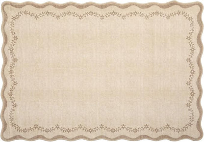 GarveeHome Scalloped Entryway Rug 2x3 Jute Washable Front Door Entry Rug | Tan - Image 8