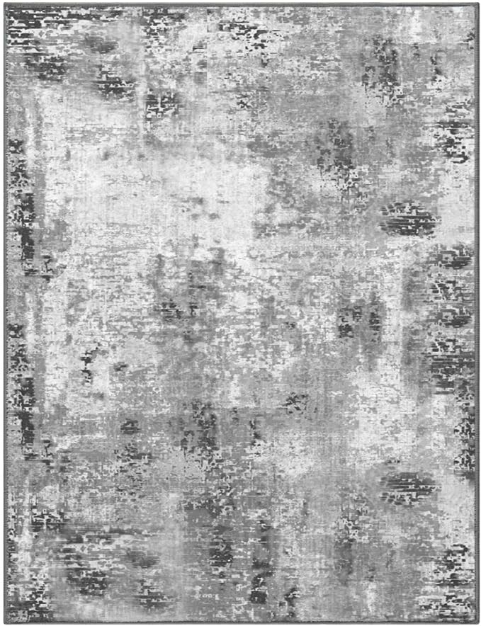 Living Room Rug 8x10 Gray Area Rugs Machine Washable Abstract Boho Large Rug - Image 7