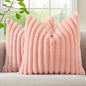 decorUhome Fall Faux Fur Throw Pillow Covers 22x22 Set of 2 Blush Pink | by decorUhome