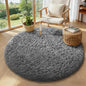 Ophanie Round Rug 4Ft Grey Circle Area Rugs, Fluffy Fuzzy Small Bedroom Carpet by Ophanie