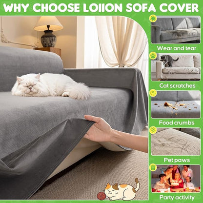 LOllON Velvet Couch Cover for Cats Dogs Kids - Image 8