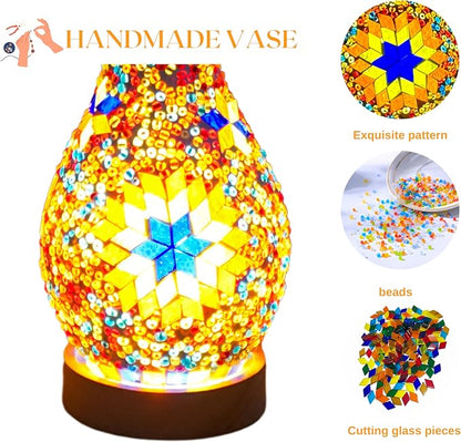 Mosaic Vase Lamp, Turkish Moroccan Table Lamp，Colorful Handmade Glass Vase - Image 3