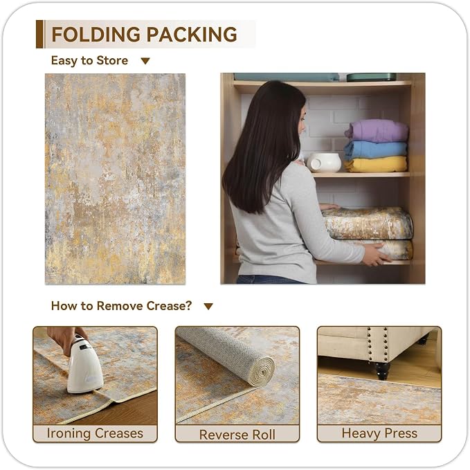 Beige Gold Entryway Rug 3x5 Door Mat Indoor Entrance 36x60, Washable Small - Image 7