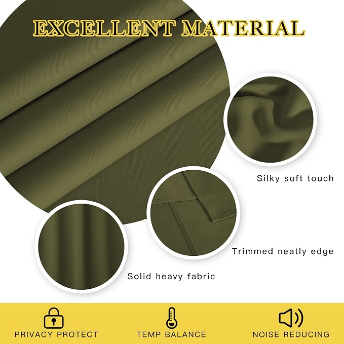 NICETOWN Blackout Curtains 72 inches Long, Grommet Privacy Window Treatment - Image 2
