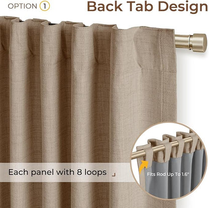 INOVADAY Extra Wide 100% Blackout Linen Curtains 102x108 Burlywood Birch | - Image 3
