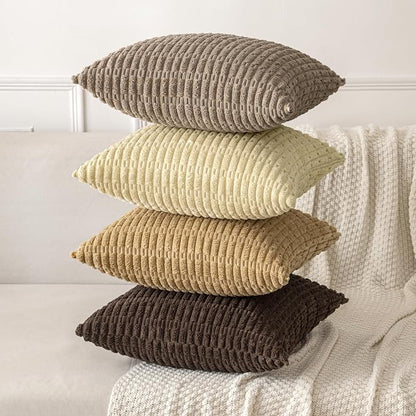 MIULEE Euro Sham Corduroy Decorative Throw Pillow Covers 24x24 Beige | Pack of - Image 4