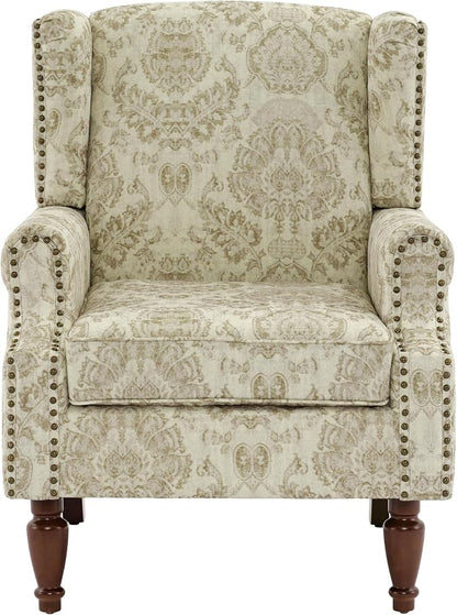 Pia Ricco Set of 2 Floral Accent Chairs, High Back Upholstered Armchairs - Image 6
