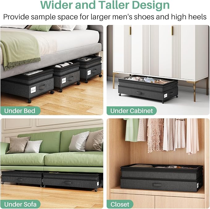 Kitstorack 4 Pack Height-adjustable Under Bed Storage - Image 7