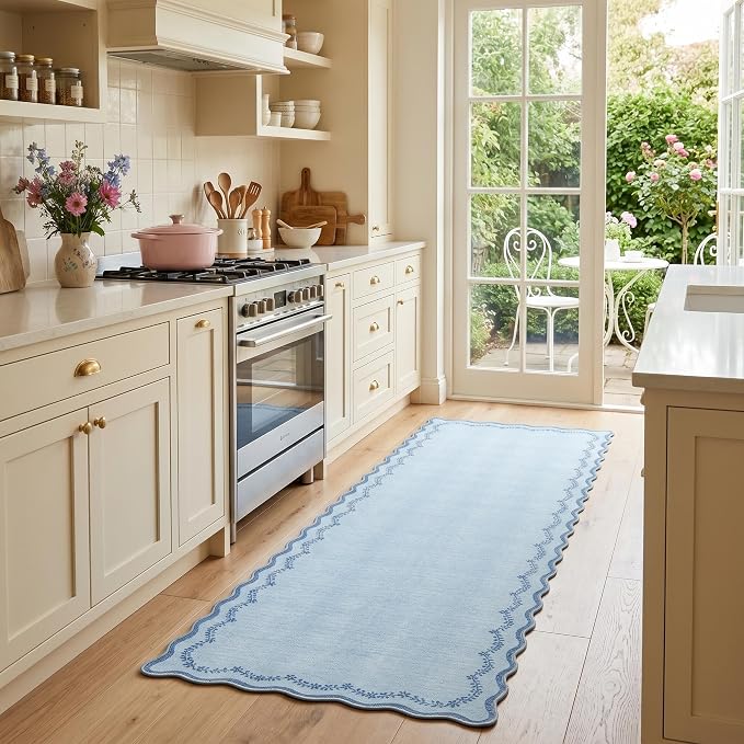 GarveeHome 2x6 Scalloped Washable Runner Rug Non Slip Hallway Kitchen Rug | by GarveeHome