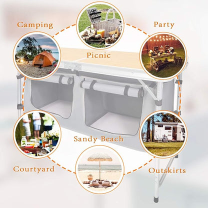 CampLand Outdoor Folding Table Aluminum Lightweight Height Adjustable - Image 7
