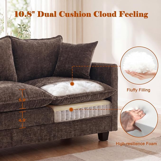 Loveseat Sofa Cloud Sofa Couch 50'', Modern Loveseats 2 Seat Couch 27" Deep Seat - Image 4