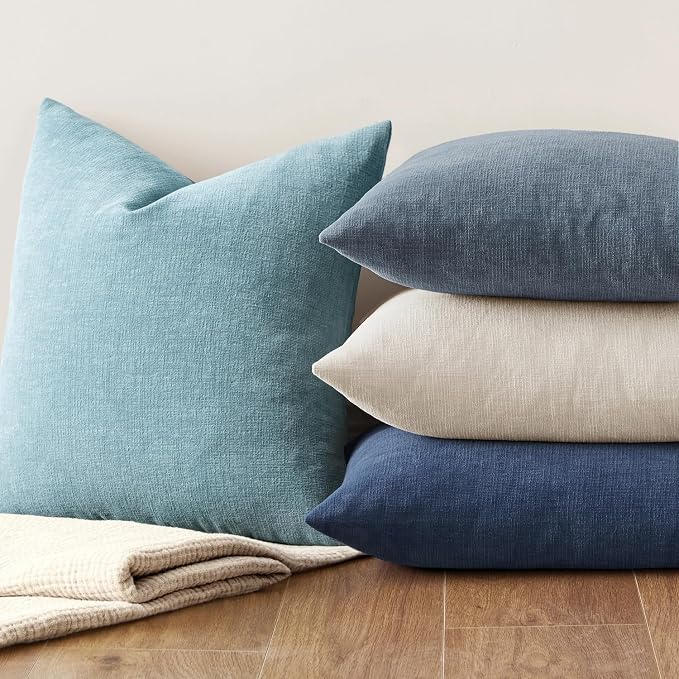 MIULEE Smoke Blue Chenille Couch Throw Pillow Covers, 20x20 | Set of 2 - Image 7