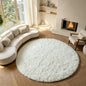 Cream White Round Rugs 7ft for Living Room, Ivory Fluffy Bedroom Circle Area Rug by ONASAR