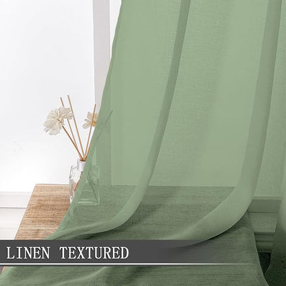 Tollpiz Sheer Curtains Linen Textured Bedroom Curtain Sheers Light Filtering - Image 2