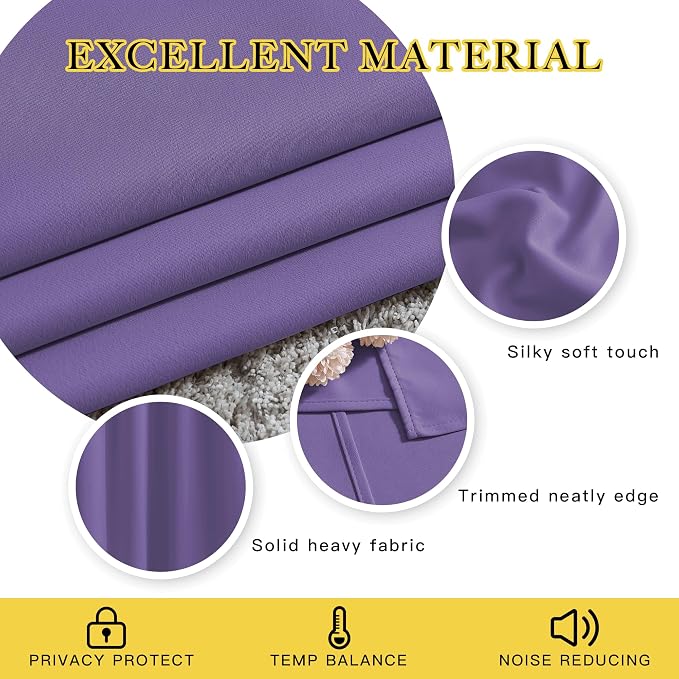 NICETOWN Lilac Purple Blackout Curtains - Image 3