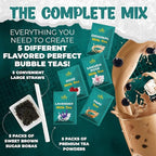 Fusion Select Authentic Bubble Tea Kit Extra Rich (5 Packs) Bubble Tea Drink, Boba Tapioca Pearl, Straws, Popular Bubble Tea Flavors (10 Flavors)