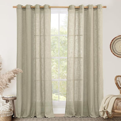 90 Inch Long Sheer Linen Curtains by LAMIT