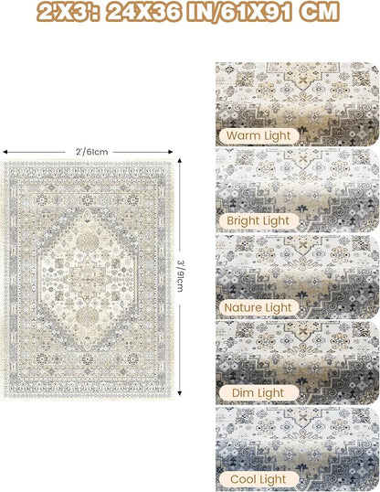 2x3 Entryway Rug Vintage Washable Rug Runner - Image 2