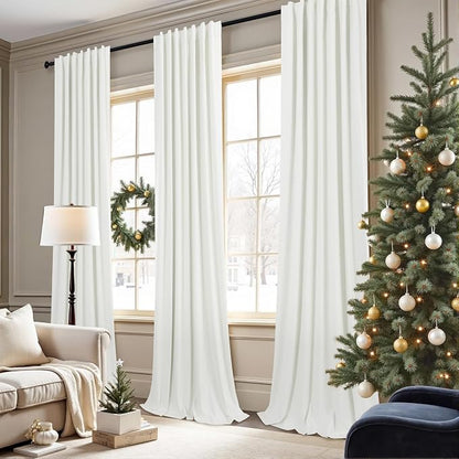 Extra Long Ivory Curtains for Living Room Blackout 108 Inch Sound Proof Wide - Image 2