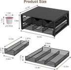 Coffee Pod Holder For Counter, 3 Pull-Out 72 K-Cup Holder Drawer, Wooden Cafe Pods Storage Organizer with Sliding Drawers for Coffee Station, Home, Kitchen, Office, Dorm, Black