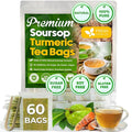 FreshDrinkUS, Premium 60 Soursop Turmeric Tea Bags, 100% Natural, Blend of Soursop Leaves, and Turmeric Root. Made with Natural Material Tea Bags. No Sugar, Vegan.