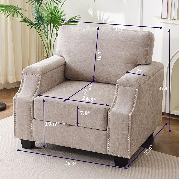 Rexulqo Oversized Accent Chair Set of 2, Oversized Armchair - Image 2