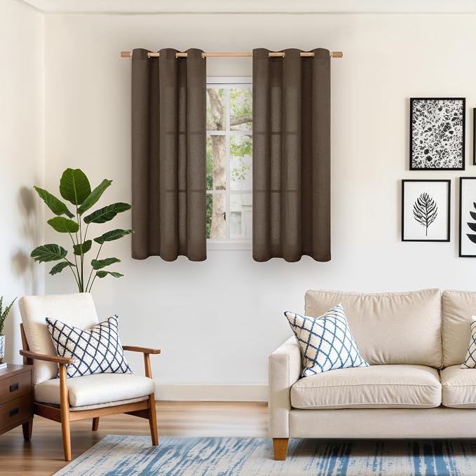 YoungsTex Brown Linen Curtains 48 Inch Length - Image 2