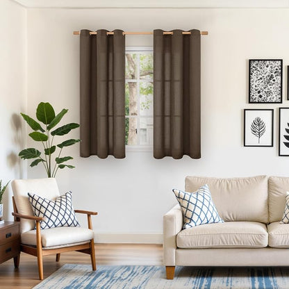 YoungsTex Brown Linen Curtains 48 Inch Length - Image 2