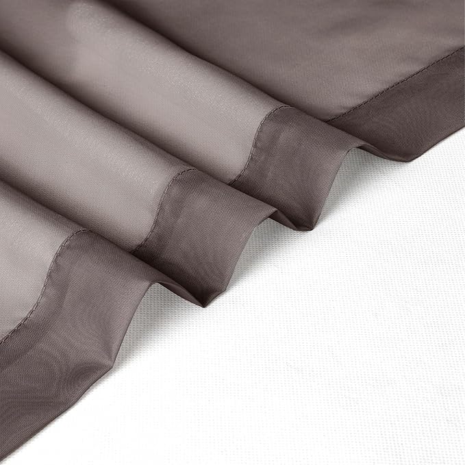 Chyhomenyc Chocolate Brown Sheer Curtains 45 Inch Long 2 Panels, Light - Image 4