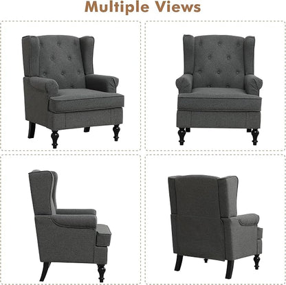 Accent Chair for Living Room, Mid Century Modern Upholstered Armchair, Wingback - Image 9