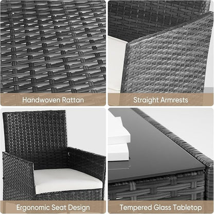 DUMOS 4 Piece Patio Furniture Set, All-Weather Outdoor Wicker Conversation Set - Image 5