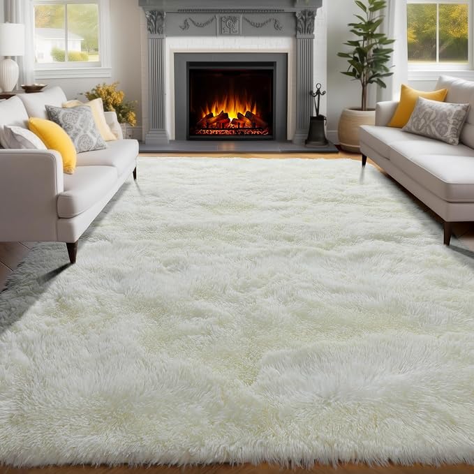 Ultra Soft Area Rugs for Living Room 6x9 Ft, Cream White Soft Fuzzy Shaggy Rugs - Image 5