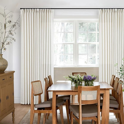 102 Inch Curtains Pinch Pleat Linen Curtains Natural 2 Panels | Light Filtering - Image 6