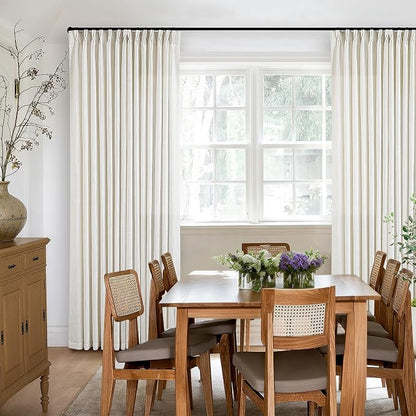 Natural Pinch Pleated 132 Inch Linen Curtains 2 Panels Set 40x132 | Extra Long - Image 9