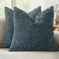 MIULEE Chenille Textured Throw Pillow Covers Blue 20x20 Set of 2 | Slubby by MIULEE