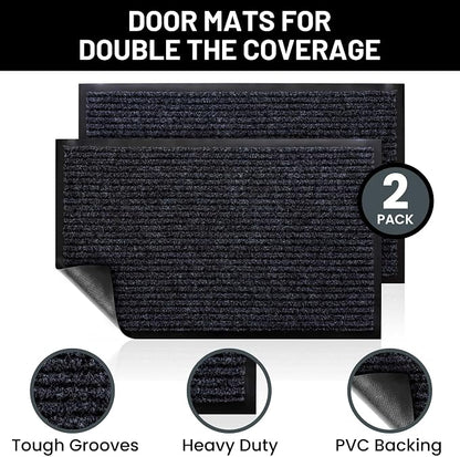 Front Door Mat, Indoor Outdoor Welcome Entryway Doormat, 48x36 Steel Gray | - Image 2