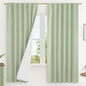 100% Blackout Natural Linen Bedroom Curtains 63 Inches 2 Panels | Light Green by LAMIT