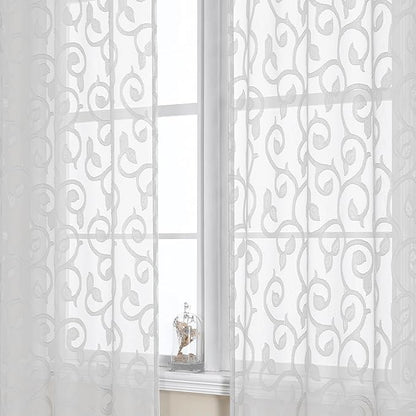Furman Sheer White Curtains Tiers 36 inch Length, Light Filtering Soft Airy by OWENIE
