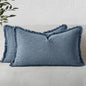 MIULEE Linen Fringe Decorative Lumbar Throw Pillow Covers Blue Ashes 12x20 | by MIULEE