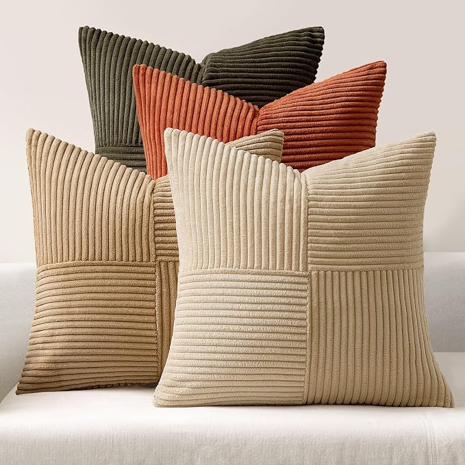 MIULEE Rust-Olive Green Decorative Throw Pillow Covers 18x18 Inch Set of 4 Boho by MIULEE