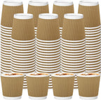 120 Pack Paper Espresso Coffee Cups, 4 oz Disposable Coffee Cups,Corrugated Insulated Ripple Wall, Paper Ripple Cup for Coffee, Hot Chocolate and Hot Tea Drinks -Champagne