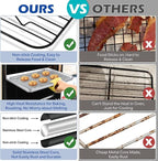 TeamFar Cooling Rack Set of 4, Stainless Steel Black Non-Stick Coated Various Size Wire Baking Roasting Rack for Baking Sheet Toaster Oven Pan, Non-Toxic & Non-Stick, Heavy Duty & Easy Clean