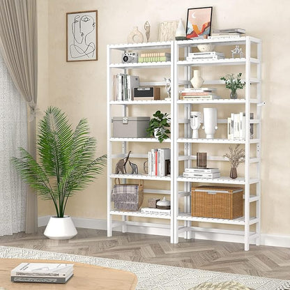 Homykic 6-Tier Bamboo Bookshelves and Bookcases, Adjustable 63.4”Tall Shallow - Image 4