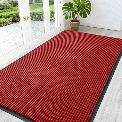 OLANLY Front Door Mat 59x30, Waterproof Heavy-Duty Indoor Outdoor Doormat | Red by OLANLY