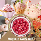 Twisweet Red Pearl Sprinkles for Cake Decorating, Edible Sugar Pearls for Baking, Mix Size, Cake Topper Cupcake Cookie Ice Cream Dessert Decorations, Valentines Birthday Christmas Supplies (130g/4.58oz)