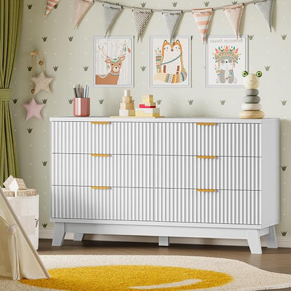 BORNOON Fluted 6 Drawer Dresser, 47.2" Wide Modern Boho Chest of Drawers - Image 7