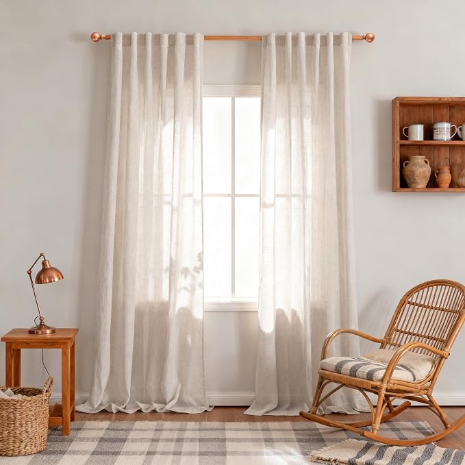 MYSKY HOME Extra Long Curtains for Living Room, Natural Linen Window Curtain - Image 2