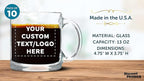 Custom Libbey Clear Glass Coffee Mugs 13 oz. Set of 10, Personalized Bulk Pack - Perfect for Coffee, Tea, Espresso, Hot Cocoa, Other Beverages - Clear Bottom